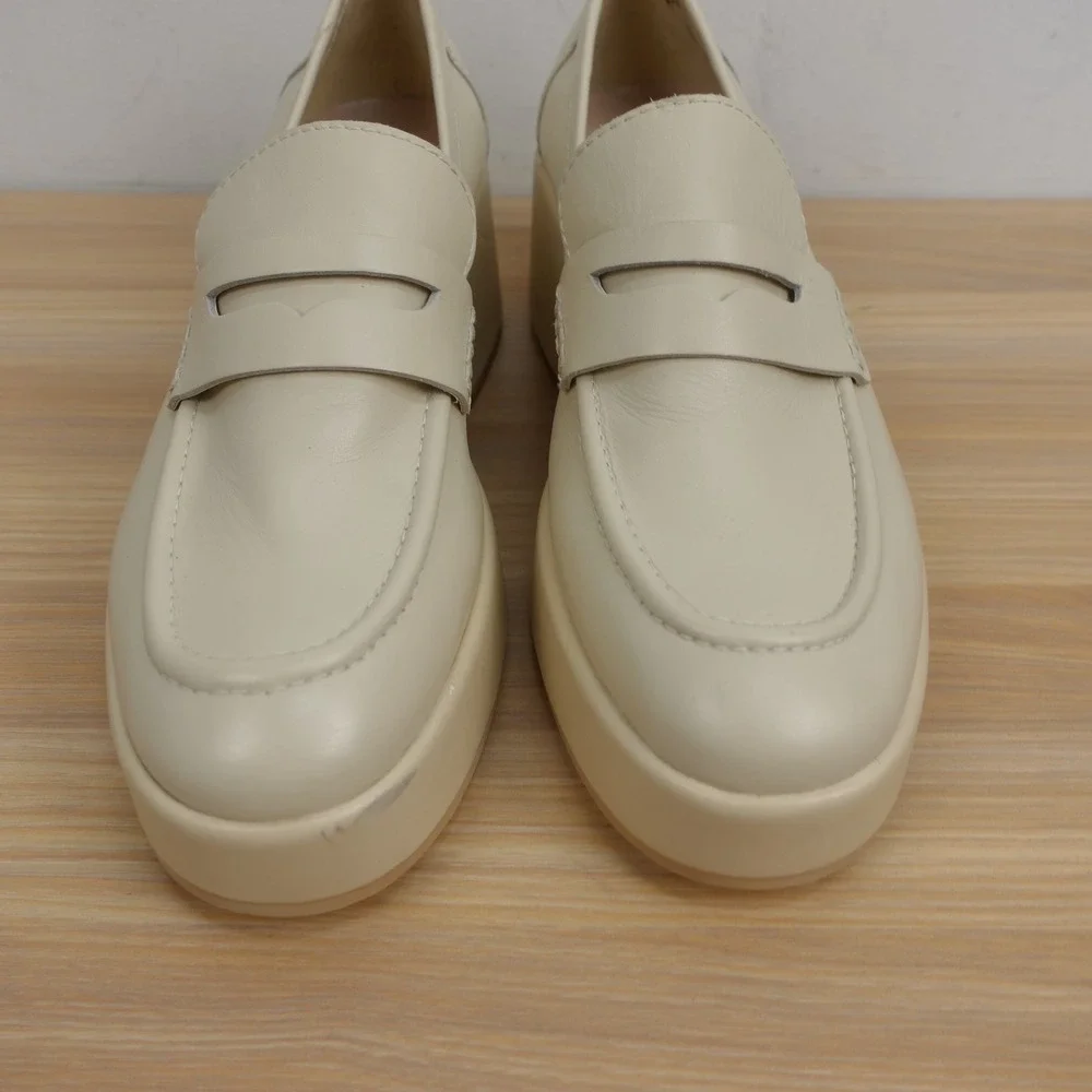 Dolce Vita Womens Platform Penny Loafers 8.5 Cream Y2K Cyber Prep Chunky Retro